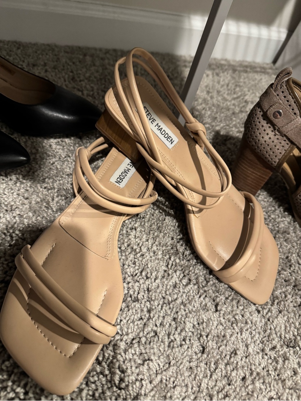 Steve Madden Nude Strappy Block Heel Sandals
